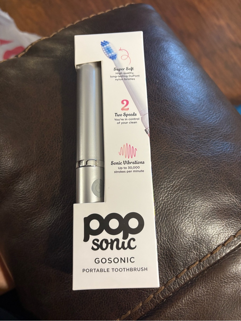 PopSonic GoSonic Portable Toothbrush - Silver 7in